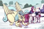 blue_eyes blue_hair female feral group hair horn purple_eyes purple_hair scarf snow wings inuhoshi-to-darkpen european_mythology friendship_is_magic greek_mythology hasbro my_little_pony my_little_pony:_the_movie_(2017) mythology princess_skystar_(mlp) queen_novo_(mlp) twilight_sparkle_(mlp) avian equid equine hippogriff mammal mythological_avian mythological_creature mythological_equine winged_unicorn hi_res daughter_(lore) mother_(lore) mother_and_child_(lore) mother_and_daughter_(lore) parent_(lore) parent_and_child_(lore) parent_and_daughter_(lore)