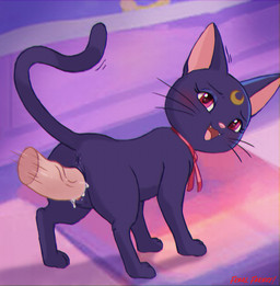 all_fours anus bestiality blush bodily_fluids butt cum cum_from_vagina cum_in_vagina cum_inside cute_fangs disembodied_penis duo erection fangs female female_feral female_penetrated feral feral_focus genital_fluids genitals humanoid_genitalia humanoid_genitalia_on_feral humanoid_penis humanoid_vulva humanoid_vulva_on_feral interspecies looking_at_viewer magenta_eyes male male/female male_on_feral male_penetrating male_penetrating_female penetration penis raised_tail red_eyes red_ribbon sex solo_focus standing standing_sex tail teeth vaginal vaginal_penetration vulva whiskers eri feral_frenzy sailor_moon_(series) luna_(sailor_moon) domestic_cat felid feline felis human mammal chromatic_aberration hi_res