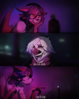 anthro bandage dialogue duo fangs gesture hand_gesture male nails pointing red_eyes scar teeth text yellow_eyes 0ld3 blade_runner kenzo avian bat bird mammal 4:5 comic english_text hi_res meme