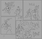 anthro dialogue duo ejaculation fellatio genitals leash male male/male oral penile sex splinters text foxtrot_velvet mythology durg canid canine dragon fennec_fox fox mammal mythological_creature mythological_scalie scalie true_fox absurd_res comic english_text hi_res monochrome