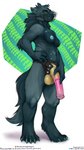 animal_dildo animal_sex_toy anthro big_dildo biped black_body black_fur blue_nipples breasts claws digitigrade dildo equine_dildo female fur green_eyes grey_body grey_fur muzzle_(object) nipples paws sex_toy standing strapon text toe_claws the_gentle_giant weredog_(company) gulonine mammal mustelid musteline wolverine 2024 absurd_res digital_media_(artwork) english_text full-length_portrait hi_res portrait url