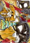2014 anthro better_late_than_never blood bodily_fluids comic daigaijin death dreamworks english_text felid female kung_fu_panda male mammal master_tigress melee_weapon nude painting_(artwork) pantherine su_wu sword text tiger traditional_media_(artwork) watercolor_(artwork) weapon