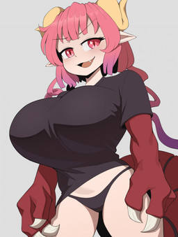 2_horns big_breasts biped black_clothing black_panties black_shirt black_topwear black_underwear breasts clothed clothing eyebrow_through_hair eyebrows eyelashes female female_humanoid front_view hair head_horn horn huge_breasts light_body light_skin looking_at_viewer open_mouth panties pink_hair pupils shirt simple_background smile solo tail thick_thighs thin_eyebrows three-quarter_view topwear translucent translucent_hair underwear cooliehigh miss_kobayashi's_dragon_maid mythology ilulu animal_humanoid dragon dragon_humanoid horned_humanoid humanoid mythological_creature mythological_scalie scalie 2025 digital_drawing_(artwork) digital_media_(artwork) hi_res portrait three-quarter_portrait