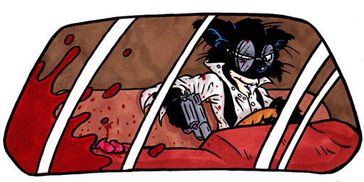 after_murder anthro black_body black_fur black_nose blood blood_on_clothing blood_on_object blood_on_shirt blood_on_weapon blood_splatter bodily_fluids car clothing corpse countershade_neck countershading driving eyewear fur glasses gun handgun holding_gun holding_handgun holding_object holding_ranged_weapon holding_revolver holding_weapon inside_car inside_vehicle male murderer narrowed_eyes pince-nez ranged_weapon revolver shirt sitting solo_focus topwear unbuttoned_shirt vehicle weapon whiskers david_hopkins jack_salem gulonine mammal marten mustelid musteline sable_(marten) 2010