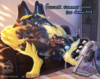 abs anthro athletic balls big_balls big_ears big_penis black_sclera blue_eyes blue_tongue bodily_fluids dialogue dripping electric_fan erection eyebrows forehead_gem furniture gem genital_fluids genitals heat_(temperature) huge_balls huge_penis long_ears long_eyebrows male muscular muscular_male musk nude_male on_sofa penis penis_grab precum precum_drip sofa solo sweat text thick_eyebrows thick_penis tongue tongue_out vein veiny_penis wizzikt nintendo pokemon nova_(meganovav1) generation_4_pokemon lagomorph lopunny mammal pokemon_(species) 2025 english_text hi_res