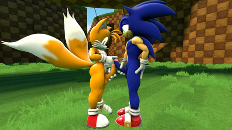 anthro balls big_penis comparing comparing_penis duo erection frottage genitals glans green_hill_zone hand_on_butt hand_on_own_butt hand_on_penis male male/male nude penile penis penises_touching pink_glans sex sanory kabalmystic_(modeler) sega sonic_the_hedgehog_(series) miles_prower sonic_the_hedgehog canid canine eulipotyphlan fox hedgehog mammal 16:9 2015 3d_(artwork) digital_media_(artwork) full-length_portrait hi_res portrait source_filmmaker_(artwork) widescreen