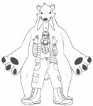 ambiguous_gender boots claws clothed clothing duo eyewear feral footwear fur goggles hair ice looking_down male shoes simple_background size_difference smile standing white_background baron_montesque nintendo pokemon bear beartic generation_5_pokemon human mammal pokemon_(species) polar_bear ursine 2017 absurd_res digital_media_(artwork) hi_res monochrome