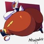 anthro ball big_breasts big_butt breasts butt female huge_breasts huge_butt huge_hips huge_thighs hyper hyper_breasts hyper_butt hyper_hips hyper_thighs multicolored_body nude open_mouth pupils red_eyes side_boob solo thick_thighs two_tone_body white_pupils wide_hips atsuineko nintendo pokemon cinderace generation_8_pokemon pokemon_(species) 1:1 hi_res