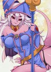 andoid_21 bare_shoulders breasts camel_toe clothing cosplay crossover_cosplay female fingers hair humanoid_pointy_ears long_hair looking_at_viewer not_furry pink_body pink_skin pointy_ears red_eyes smile solo white_hair delux dragon_ball dragon_ball_fighterz yu-gi-oh! dark_magician_girl majin_android_21 alien alien_humanoid duel_monster humanoid majin 2022 absurd_res crossover hi_res