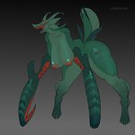 antennae_(anatomy) anthro areola arthropod_abdomen big_areola big_breasts big_butt big_nipples breasts butt female green_body huge_breasts nipples nude open_mouth red_eyes simple_background solo thick_thighs wide_hips cyber_d1e pamela_(cyber_d1e) arthropod insect mantis 1:1 absurd_res hi_res
