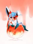 beverage blue_body blue_ears blue_fur feral fruit_punch fur leg_markings long_ears markings messy partially_submerged socks_(marking) solo reruponzu nintendo pokemon canid eeveelution generation_4_pokemon glaceon mammal pokemon_(species) 3:4 digital_media_(artwork)