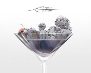 anthro blush butt cherry claws cocktail_glass container cup drinking_glass feet fluffy fluffy_tail food fruit fur glass glass_container glass_cup grey_body grey_fur kemono looking_at_viewer male muscular muscular_anthro muscular_male nude nude_anthro nude_male pawpads paws pecs plant scar scars_all_over simple_background solo tail tail_between_legs toe_claws cambrian_(artist) elden_ring fromsoftware blaidd_(elden_ring) canid canine canis mammal wolf