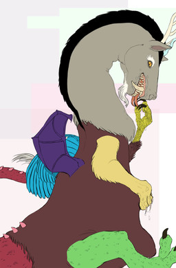 antlers black_mane bloated brown_body brown_fur bulge claws duo feathered_wings feathers feet female feral finger_fetish finger_lick finger_play fingers forked_tongue fur green_body green_scales grey_body grey_fur horn licking male mane membrane_(anatomy) membranous_wings paws red_body red_scales scales sharp_teeth simple_background talons teeth toes tongue vore wings yellow_body yellow_eyes yellow_fur discordantlyvore friendship_is_magic hasbro my_little_pony discord_(mlp) chimera draconequus 2015 absurd_res hi_res