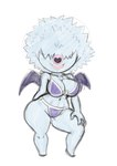 2020 anthro bat big_breasts bikini breasts cleavage clothed clothing curvy_figure digital_media_(artwork) female fingers fur generation_5_pokemon grey_body grey_fur grey_hair hair hair_over_eyes hi_res hourglass_figure looking_at_viewer mammal navel nintendo open_wings pokemon pokemon_(species) simple_background smile solo swimwear tansau thick_thighs white_background wide_hips wings woobat