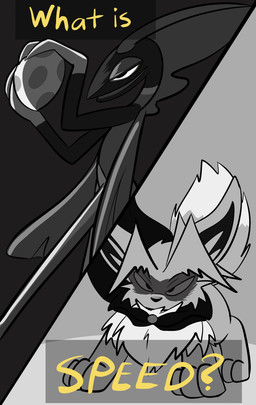 2_panel_comic ambiguous_gender anthro biped black_cape black_clothing black_eyes cape clothing duo egg feral fluffy fluffy_tail fur hair holding_egg holding_object neck_tuft open_mouth paws quadruped question_mark standing tail text text_box tuft yellow_text zincxiron nintendo pokemon pokemon_mystery_dungeon spike_chunsoft virmir_(character) eevee generation_1_pokemon generation_8_pokemon inteleon pokemon_(species) 2026 absurd_res comic english_text greyscale hi_res monochrome male_(lore)