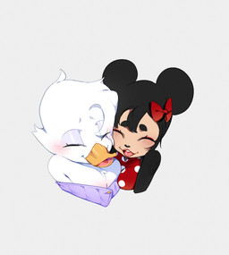 accessory anthro bangs black_hair blush bow_ribbon breasts cheek_to_cheek chest_tuft cleavage clothed clothing duo eyelashes eyes_closed female grey_background hair hair_accessory hair_bow hair_ribbon nuzzling off_shoulder open_mouth pattern_clothing pattern_topwear polka_dot_shirt polka_dots purple_clothing ribbons round_ears simple_background sleeveless_shirt smile spots spotted_clothing spotted_topwear topwear tuft white_hair punipaws disney daisy_duck minnie_mouse anatid anseriform avian bird duck mammal mouse murid murine rodent bust_portrait portrait