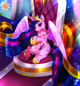 blush bodily_fluids crown crying duo female feral headgear horn hug smile tears wings darksly-z friendship_is_magic hasbro my_little_pony mythology pinkie_pie_(mlp) queen_twilight_(mlp) twilight_sparkle_(mlp) earth_pony equid equine horse mammal mythological_creature mythological_equine pony winged_unicorn hi_res