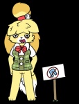 bell female genitals neck_bow pussy sign solo text tired piebunny animal_crossing nintendo isabelle_(animal_crossing) canid canine canis domestic_dog mammal shih_tzu toy_dog alpha_channel english_text