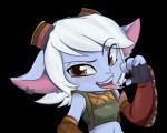 bedroom_eyes clothed clothing eyewear female goggles hair half-closed_eyes looking_at_viewer narrowed_eyes open_mouth seductive simple_background solo teeth tongue tongue_out transparent_background bandlebro league_of_legends riot_games tencent tristana_(lol) humanoid yordle alpha_channel low_res