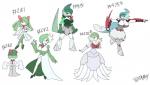 2019 armor big_breasts bottomwear breasts cape clothed clothing crossgender digital_media_(artwork) dress evolutionary_family female fingers footwear gallade gardevoir generation_3_pokemon generation_4_pokemon generation_6_pokemon gloves green_hair hair handwear hashtag hat headgear headwear helmet hi_res high_heels holding_melee_weapon holding_object holding_sword holding_weapon id_number jewelry kirlia legwear mega_evolution mega_gallade mega_gardevoir melee_weapon multiple_images necklace nintendo not_furry number oversized_clothing pants pokemon pokemon_(species) ponytail ralts red_eyes shirt shoes simple_background skirt smile solo standing sweatpants sword thin_calves tmm4 topwear weapon white_background