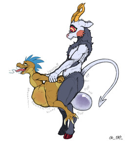 1_eye 2_horns 3_claws 4_toes abdominal_bulge ahegao anal_orgasm anthro arm_pull arm_tuft belly big_belly big_butt big_dom_small_sub big_penis black_eyes blue_hair bodily_fluids butt claws cum cum_inflation cum_inside cum_while_penetrated cumshot dominant dripping duo ejaculation elbow_tuft feet fist floppy_ears from_behind_position fur genital_fluids genitals grey_body grey_fur hair hands-free holding_arm hooves horn huge_penis humanoid_genitalia humanoid_hands humanoid_penis inflation larger_anthro larger_male long_tail looking_pleasured male male/male multicolored_body multicolored_fur multicolored_skin neck_tuft nipples nude onomatopoeia open_mouth orgasm penetration penis pink_nipples pink_nose pink_sclera prison_guard_position pupils purple_body purple_skin red_hooves ringed_eyes saliva saliva_drip saliva_on_tongue sex sharp_teeth shoulder_tuft side_view simple_background size_difference smaller_anthro smaller_male snout sound_effects spade_tail spiral spiral_eyes standing tail tan_claws teeth text thick_thighs toe_claws toes tongue tongue_out tuft two_tone_body two_tone_fur two_tone_skin white_background white_pupils white_sclera wide_hips yellow_body yellow_horn yellow_sclera yellow_skin 1mp halo_(series) microsoft xbox_game_studios kiggy prince_gamon_(1mp) alien bovid caprine caprine_demon demon imp kig-yar mammal reptile scalie 2025 artist_name colored digital_drawing_(artwork) digital_media_(artwork) english_text flat_colors signature