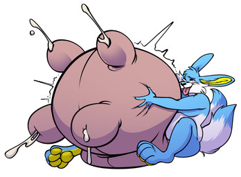2_tails anthro big_teats blush bodily_fluids grin hair huge_teats hyper hyper_teats lactating male male_lactation milk multi_tail nude_anthro nude_male short_hair side_view sitting smile solo tail teats tongue tongue_out udder_lactation udders painttherabbit shinespark_(rabbit) lagomorph leporid mammal rabbit 2025 hi_res tagme