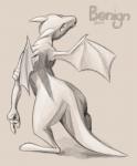 horn solo tail thick_tail thick_thighs wings benign_light mythology dragon mythological_creature mythological_scalie scalie monochrome signature sketch