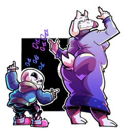 2_horns 5_fingers anthro barefoot belly bent_arm big_butt big_eyes big_mouth_(anatomy) biped black_blush black_bottomwear black_clothing black_eyebrows black_sclera black_shorts blue_clothing blue_jacket blue_topwear blush blush_lines bone bottomwear butt claws closed_smile clothed clothed_anthro clothed_female clothed_humanoid clothed_male clothing curved_eyebrows cute_fangs dancing dress duo ear_tuft eyebrows eyelashes eyes_closed eyewear fangs feet female finger_claws fingers floppy_ears footwear fully_clothed fully_clothed_humanoid fully_clothed_male fur fur_tuft geometric_background glasses grin grinning_at_viewer head_turned hood hood_down horn humanoid_hands jacket larger_anthro larger_female light_body light_fur looking_at_viewer looking_back looking_back_at_viewer male mature_anthro mature_female monotone_horn mouth_closed musical_note musical_symbol no_irises outline pink_clothing pink_footwear pink_inner_ear pink_slippers plantigrade pupils purple_clothing purple_dress purple_eyewear purple_glasses shoes short_tail shorts simple_background size_difference skeleton slightly_chubby slightly_chubby_anthro slightly_chubby_female slippers smaller_humanoid smaller_male smile smiling_at_viewer snout standing symbol tail teeth thick_thighs thin_eyebrows three-quarter_view tight_clothing tight_dress topwear tuft wearing_glasses white_body white_claws white_ears white_fur white_horn white_outline white_pupils white_tail cyrus_75448 deltarune undertale_(series) sans_(undertale) toriel animated_skeleton boss_monster_(undertale) bovid caprine goat humanoid mammal undead 2025 digital_drawing_(artwork) digital_media_(artwork)