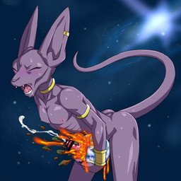anthro blush bodily_fluids cum cumshot destruction ear_piercing ejaculation erection eyes_closed fangs genital_fluids genitals hairless improvised_sex_toy macro male masturbation nipples nude open_mouth orgasm orgasm_face pecs penetration penis piercing planet planet_destruction planet_dwarfing planet_penetrated solo space teeth template terra_macro tongue teba_motoko dragon_ball dragon_ball_super futaba_channel img_(futaba) beerus domestic_cat felid feline felis hairless_cat mammal sphynx_(cat) 1:1 censored