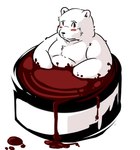 anthro black_nose blush candy chocolate dessert food kemono male overweight overweight_male sitting solo white_body istani bear mammal polar_bear ursine 2011