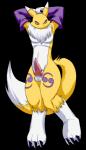 angry animal_genitalia animal_penis anthro balls black_sclera canine_genitalia canine_penis erection fur genitals knot looking_at_viewer male penis pose simple_background solo transparent_background white_body white_fur yellow_body yellow_fur glacierk bandai_namco digimon canid canine digimon_(species) mammal renamon alpha_channel hi_res