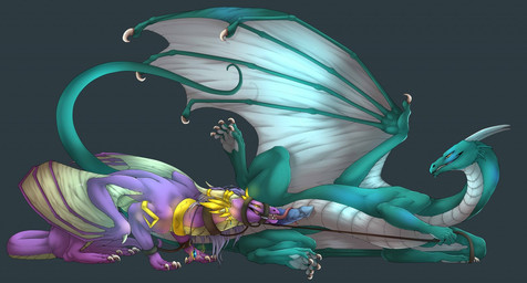 ambiguous_gender animal_genitalia animal_penis bdsm blue_penis bondage bound dominant duo feral genitals grey_background leash licking lying male muzzle_(object) muzzled on_side oral penile penis penis_lick raised_leg ridged_penis sex simple_background tail tongue tongue_out anora_drakon mythology dragon mythological_creature mythological_scalie scalie