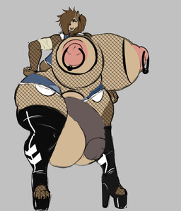 4_toes anthro areola balls big_areola big_balls big_breasts big_nipples big_penis bodysuit boots bottomwear breasts brown_body brown_fur brown_hair claws clothing crotchless_clothing denim denim_bottomwear denim_clothing denim_shorts feet fingers fishnet_bodysuit fishnet_clothing fishnet_skinsuit fishnet_topwear flaccid footwear fur genitals grey_background gynomorph hair huge_balls huge_breasts huge_penis humanoid_genitalia humanoid_penis hyper hyper_balls hyper_breasts hyper_genitalia hyper_penis intersex lips nipple_piercing nipple_ring nippleless_clothing nipples penis piercing pink_areola pink_nipples platform_boots platform_footwear ring_piercing shoes shorts simple_background skinsuit solo thick_bottom_lip tight_clothing toe_claws toes topwear vein veiny_penis thelazydreamer tenna_cale bear mammal hi_res