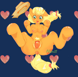 anus apple big_eyes blush breasts clothing dildo female food food_fetish food_play fruit genitals hat headgear headwear heart_background heart_symbol horse_tail improvised_dildo improvised_sex_toy masturbation mischievous_smile nipple_outline nipples nude orange_body penetration plant pubes raised_hand semi-anthro sex_toy simple_background solo spread_legs spreading tongue transparent_background vaginal vaginal_penetration vulva albin_vo friendship_is_magic hasbro my_little_pony applejack_(mlp) equid equine horse mammal pony alpha_channel digital_drawing_(artwork) digital_media_(artwork) hi_res