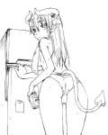 alcohol appliance beer beverage black_sclera bodily_fluids breasts butt camel_toe clothed clothing container female food fridge hair horn humanoid_pointy_ears jar kitchen_appliance leaning leaning_forward long_hair looking_back machine not_furry panties pointy_ears solo spade_tail standing sweat tail topless towel underwear underwear_only unknown_artist shinrabanshou astaroth_(shinrabanshou) demon demon_humanoid horned_humanoid humanoid black_and_white greyscale monochrome