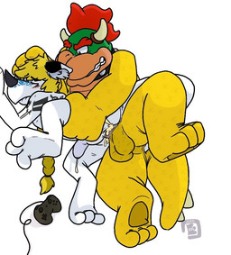 3_toes 4_fingers ahegao anal anal_penetration anthro anus balls blonde_hair blush bodily_fluids butt collar controller cum cum_from_ass cum_in_ass cum_inside duo eyes_closed feet fingers foreskin game_controller genital_fluids genitals grabbing grabbing_from_behind hair hand_on_head horn looking_pleasured male male/male male_penetrated male_penetrating male_penetrating_male penetration penis perineum red_hair scales sex simple_background smile spiked_collar spikes tail tail_fetish tail_in_ass tail_insertion tail_play tail_sex tattoo toes top_hole white_background white_body white_scales yellow_body yellow_scales bowserboy101 mario_bros mythology nintendo bowser nogard_krad_nox dragon koopa mythological_creature mythological_scalie scalie