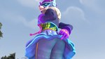 absurd_res bottomwear butt camelid clothed clothing dj_bop down_view epic_games female fortnite fully_clothed fur hi_res huge_filesize humanoid llama looking_at_viewer looking_back mammal night_shifter outside pink_body pink_fur skirt solo upskirt