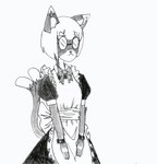 2_tails anthro bob_cut cat_nose cat_tail clothing eyewear female fur glasses maid_uniform multi_tail multicolored_body multicolored_fur pose solo tail two_tone_body two_tone_fur uniform efradraws asian_mythology east_asian_mythology japanese_mythology mythology kokono_geto bakeneko domestic_cat felid feline felis mammal yokai absurd_res graphite_(artwork) hi_res marker_(artwork) monochrome traditional_media_(artwork)