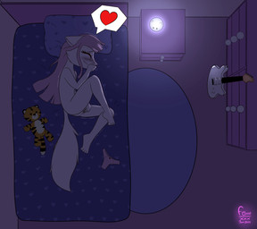 anthro bed bedroom bird's-eye_view blush bodily_fluids bow_panties bow_underwear butt clothing discarded_clothing drawer electric_guitar eyes_closed female fingering flat_chested fur furniture genital_fluids genitals guitar hair heart_symbol high-angle_view inside light lying masturbation monotone_body monotone_fur musical_instrument nightlight nightstand nude on_bed on_side panties pillow pink_hair plucked_string_instrument plushie purple_pillow solo spread_legs spreading string_instrument tail underwear vaginal vaginal_fingering vaginal_fluids vaginal_masturbation vulva white_body white_fur white_tail young young_anthro young_female foxyxxx fender_musical_instruments_corporation stratocaster domestic_cat felid feline felis mammal hi_res