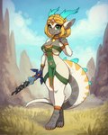 4:5 alternate_species anthro anthrofied artist_name asimos blonde_hair breasts broken_sword cel_shading choker claws cleavage clothed clothing detailed_background digital_media_(artwork) digitigrade dragon dress ear_piercing featureless_crotch feet female green_eyes hair hi_res holding_melee_weapon holding_object holding_sword holding_weapon horn jewelry light_dragon_(totk) looking_at_viewer master_sword melee_weapon mythological_creature mythological_scalie mythology necklace nintendo non-mammal_breasts outside pendant piercing pose princess_zelda scalie secret_stone secret_stone_of_time shaded solo standing sword tail tears_of_the_kingdom the_legend_of_zelda three-quarter_view toe_claws weapon