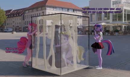 ahegao anthro balls behind_glass big_balls big_penis bodily_fluids bottomwear clothed clothing color_coded color_coded_text cum cum_everywhere cum_on_feet cum_on_glass dialogue ejaculation excessive_cum excessive_genital_fluids exhibitionism feet genital_fluids genitals glass group gynomorph gynomorph/gynomorph huge_balls huge_penis hyper hyper_balls hyper_cum hyper_genitalia hyper_penis intersex intersex/intersex kissing looking_pleasured messy name_drop name_in_dialogue omg penis penis_size_difference penis_under_skirt plantigrade public shush skirt small_space_filling talking_to_another text frickitclaw friendship_is_magic hasbro my_little_pony derpy_hooves_(mlp) dinky_hooves_(mlp) pinkie_pie_(mlp) twilight_sparkle_(mlp) 3d_(artwork) absurd_res alternate_version_at_source digital_media_(artwork) english_text hi_res daughter_(lore) incest_(lore) mother_(lore) mother_and_child_(lore) mother_and_daughter_(lore) parent_(lore) parent_and_child_(lore) parent_and_daughter_(lore)