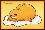 big_butt butt egg egg_yolk food glistening glistening_butt huge_butt lying male not_furry on_front simple_background solo yellow_background yellow_body yellow_butt tunemon sanrio gudetama food_creature 2023 absurd_res hi_res