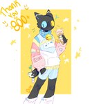 anthro bell bell_collar black_body black_eyes black_fur blue_sclera collar fur heterochromia male multicolored_hoodie slim_anthro slim_male solo yellow_sclera bunonthemoon domestic_cat felid feline felis mammal 2022 hi_res