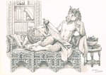 5_fingers anthro fingers fur hair hooves horn male nude smile solo text unguligrade scale_(artist) mythology equid equine mammal mythological_creature mythological_equine unicorn 2020 english_text graphite_(artwork) monochrome traditional_media_(artwork)