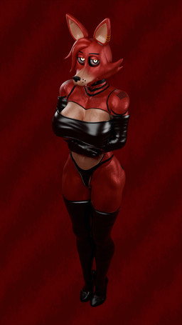 anthro armwear big_breasts black_armwear black_clothing black_elbow_gloves black_fingerless_gloves black_footwear black_gloves black_handwear black_high_heels black_legwear black_panties black_shirt black_thigh_highs black_topwear black_underwear breasts cleavage clothed clothing crossed_arms crossgender ear_piercing ear_ring elbow_gloves fangs female fingerless_gloves footwear glistening glistening_body gloves hair handwear high-angle_view high_heels legwear looking_at_viewer machine midriff mtf_crossgender navel panties pattern_background piercing red_background red_body red_hair ring_piercing shirt shoes simple_background solo striped_background teeth thick_thighs thigh_highs topwear underwear foxanalover rubikon_(modeler) five_nights_at_freddy's scottgames foxy_(fnaf) animatronic canid canine fox mammal robot robot_anthro 2024 3d_(artwork) digital_media_(artwork) full-length_portrait hi_res portrait red_theme wallpaper