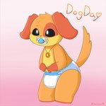 anthro bottomwear clothed clothing diaper diaper_fetish diaper_only jewelry male necklace object_in_mouth pacifier pacifier_in_mouth padding solo tail topless underwear wearing_diaper young young_anthro saleecatto mob_entertainment poppy_playtime smiling_critters dogday_(poppy_playtime) 1:1 hi_res