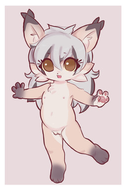 anthro areola biped black_markings black_nose border cheek_tuft cute_fangs dipstick_ears ear_markings ear_tuft facial_tuft fangs female flat_chested front_view fur genitals grey_hair hair humanoid_genitalia humanoid_vulva leg_markings looking_at_viewer markings medium_hair multicolored_ears navel nipples nude open_mouth pawpads simple_background socks_(marking) solo tan_body tan_fur teeth toddler tuft vulva white_border young young_anthro young_female molly_derpy dolci_(dolchette) felid feline lynx mammal 2026 absurd_res hi_res