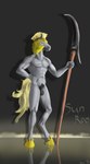 abs animal_genitalia armor genitals glaive greek grey_body male melee_weapon muscular muscular_male polearm pose simple_background solo spear standing weapon zebrov equid equine horse mammal hi_res