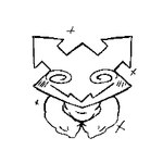 armless arrow_(anatomy) blush blush_lines clothing looking_at_viewer navel_outline simple_background smile solo sparkles spiral_eyes thick_thighs white_background wide_hipped_humanoid wide_hips nanodude78 deltarune undertale_(series) darkner digital_creature humanoid virovirokun 1:1 2023 black_and_white low_res monochrome