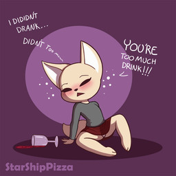anthro beverage blush clothed clothing dialogue drunk female fur open_mouth panties panty_peek panty_shot partially_visible_underwear simple_background solo spread_legs spreading substance_intoxication text underwear starshippizza aggretsuko sanrio fenneko canid canine fennec_fox fox mammal true_fox 1:1 2019 digital_media_(artwork) english_text